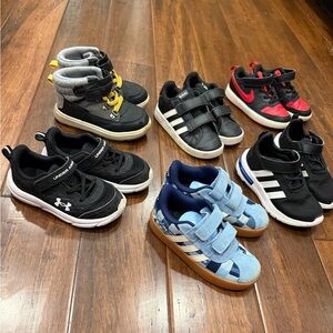 Kids' adidas, under armor, Nike size 9-10 toddler boys sneaker lot